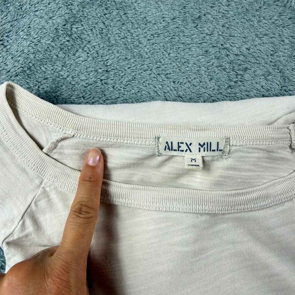 Alex Mill Womens Slub Jersey Long Sleeve Raglan Tee Oatmeal Beige Size M - Picture 11 of 11